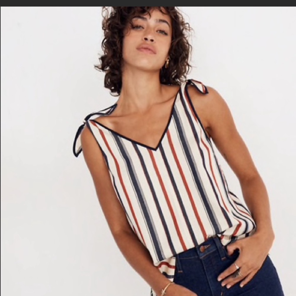 MADEWELL Tie Strap Top In Ace Stripe